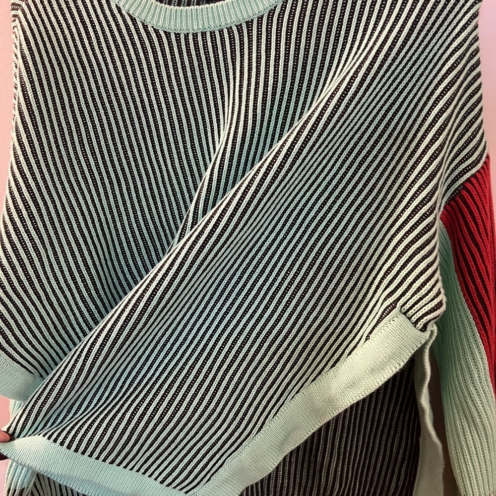 Topshop Oversized Color Block Ribbed Sweater - Picture 6 of 7